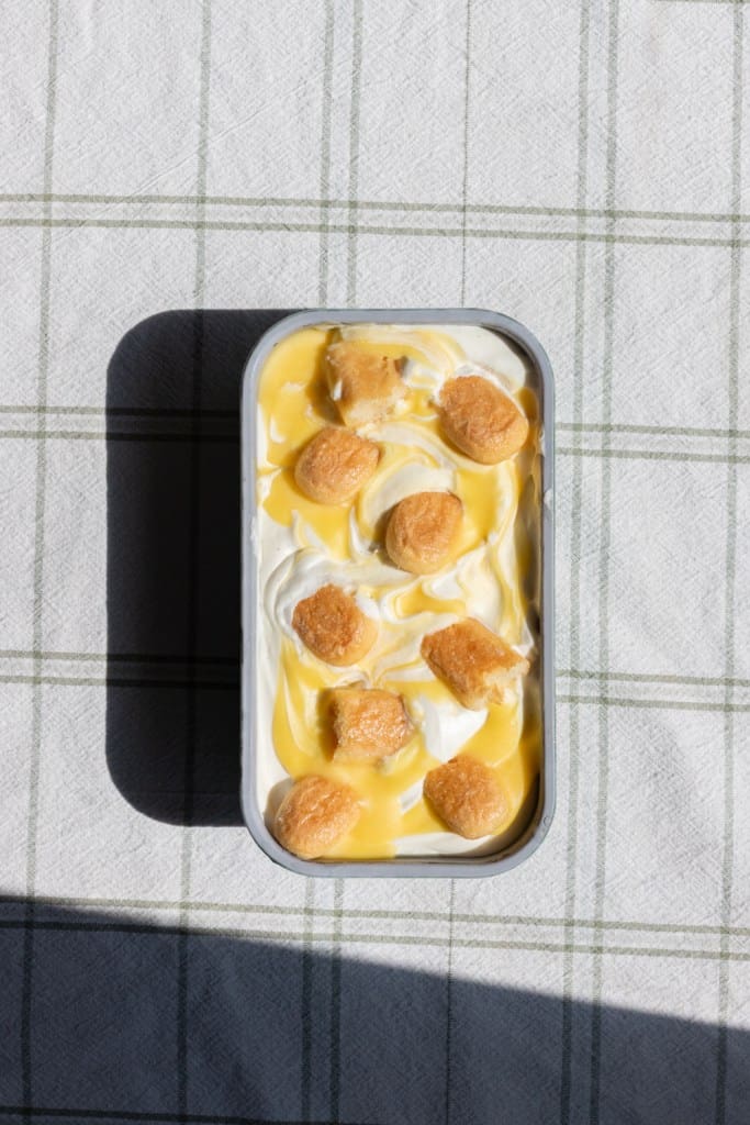 No-churn lemon tiramisu ice cream.